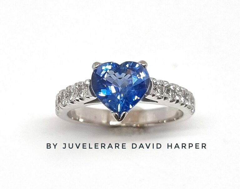 Heart shaped Sapphire and diamond ring.