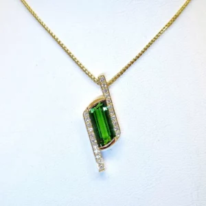 Georgeous Green Tourmaline and diamond pendant