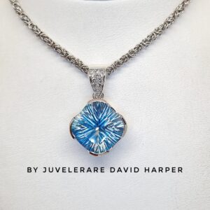 Blue Topaz and diamond pendant.